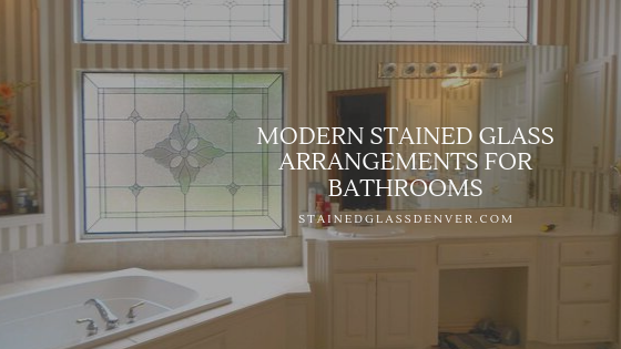 modern bathroom stained glass denver